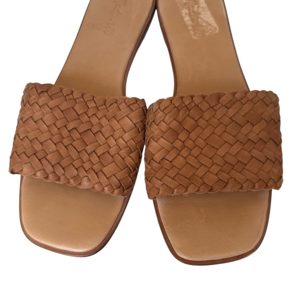 Madewell The Lianne Slide in Woven Leather, English Saddle, Size 10 - Picture 2 of 6